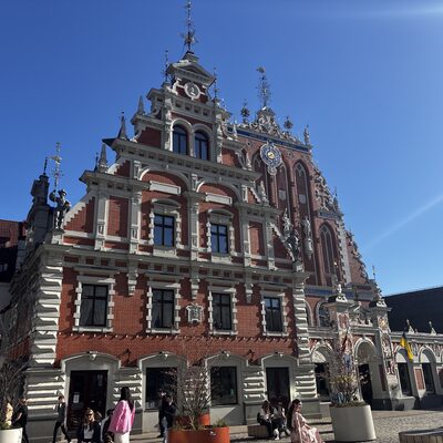 The Blackheads and Schwabe House from the side, Town Hall Square, Riga, Latvia