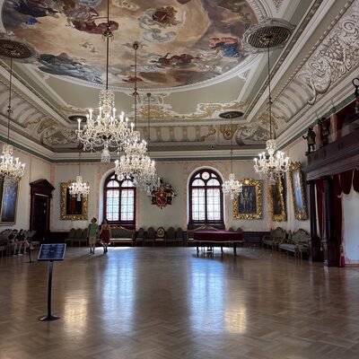 The Great Hall of the House of the Blackheads with painted ceiling, Riga, Latvia