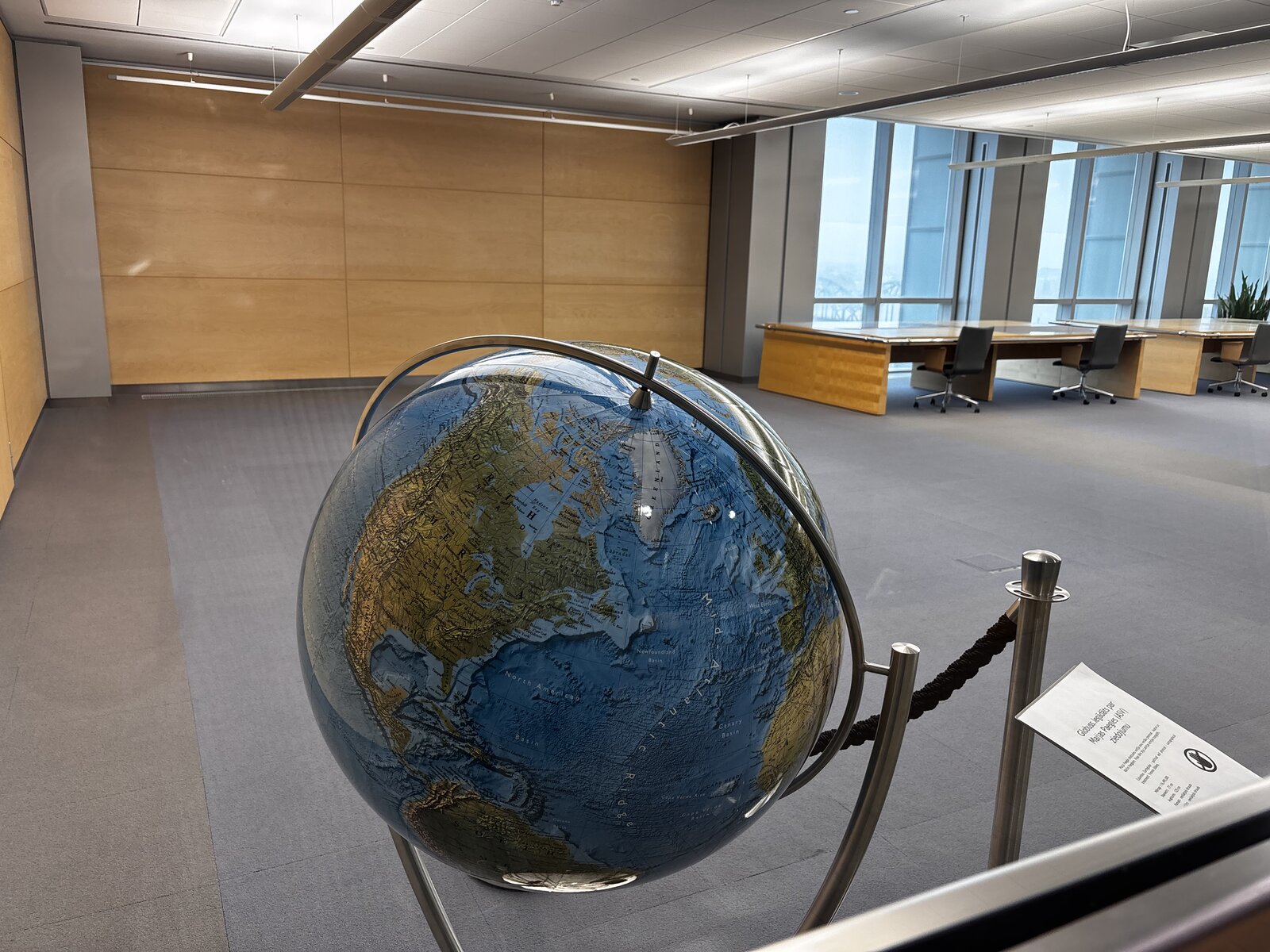 The Cabinet of Folk Songs and globe at the National Library of Latvia