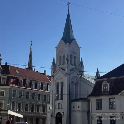 Our Lady of Sorrows church on Pils iela near Riga Castle, Latvia