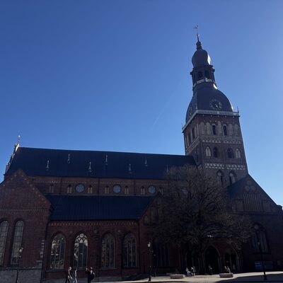 A wider view of Doma laukums and the cathedral, late afternoon, Riga, Latvia