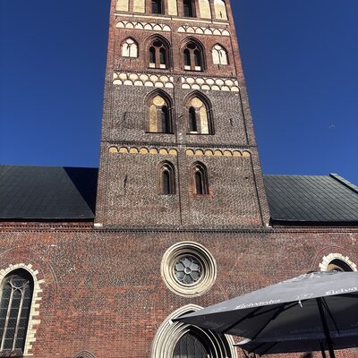 The cathedral tower seen from below, Riga, Latvia