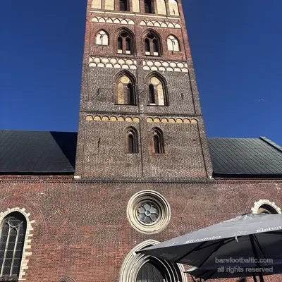 The cathedral tower seen from below, Riga, Latvia