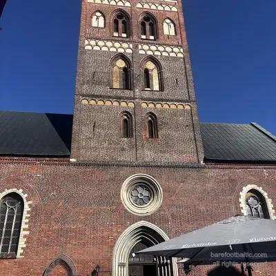 The west portal of Riga Cathedral with its rose window, Latvia