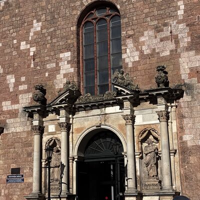 The 1690s baroque west portal of St Peter's Church, Riga, Latvia