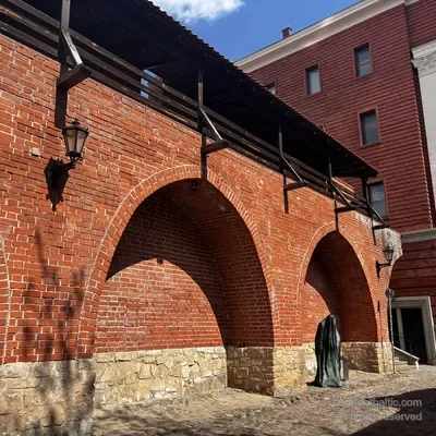 The reconstructed medieval city wall behind Torņa iela, Riga, Latvia
