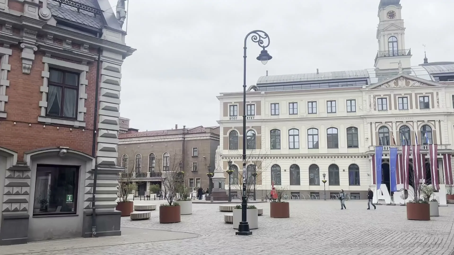 Riga Town Hall Square with St Peter's Church tower